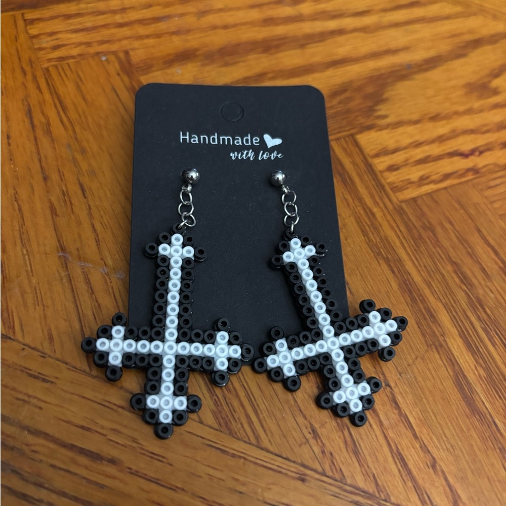 Inverted cross goth earrings